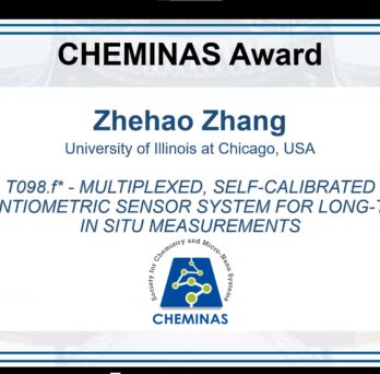 'image of the cheminas award certificate with the recipient name and title of the poster'
                  