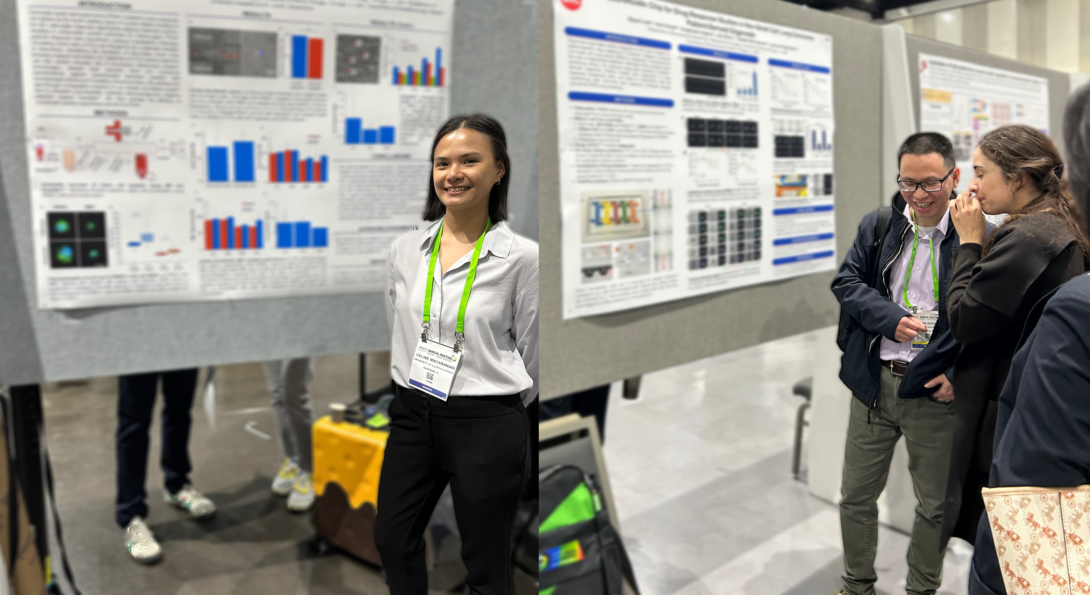 Celine Macaraniag and Dr.Jian Zhou presenting their works during the poster session at the AACR meeting